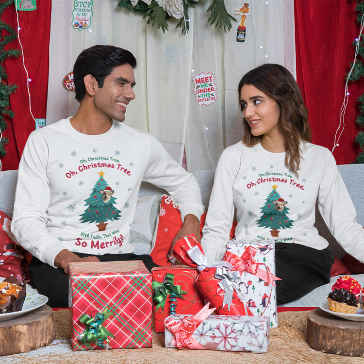Custom Pet/s (Dog, Cat, etc.) Christmas Tree Design - Upload Your Pet Photo | Tshirt, Hoodie & Sweatshirt - Image 3