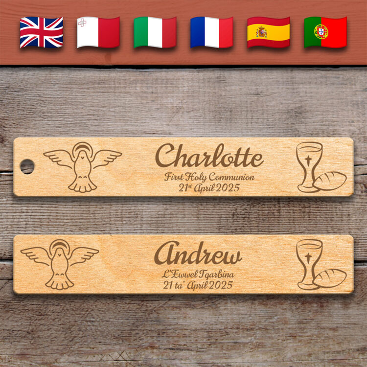 Holy Communion Blessing | Wooden Bookmark – Personalized – Multi-Language